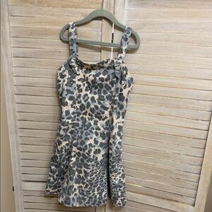 Abercrombie Kids Leopard Print A-Line Dress in Cream and Gray